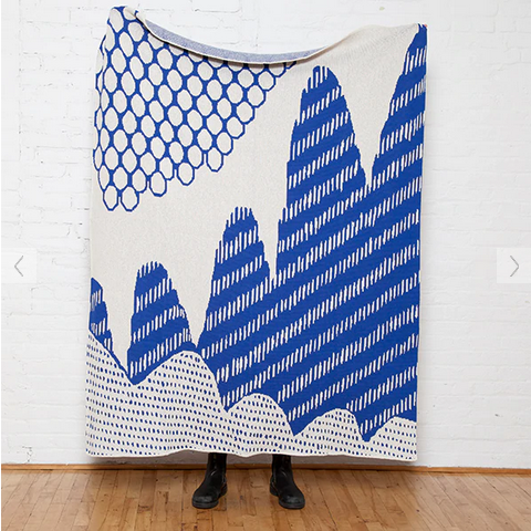 Eco Mountain Throw Blanket blue made in the USA - Coastal Compass Home Decor
