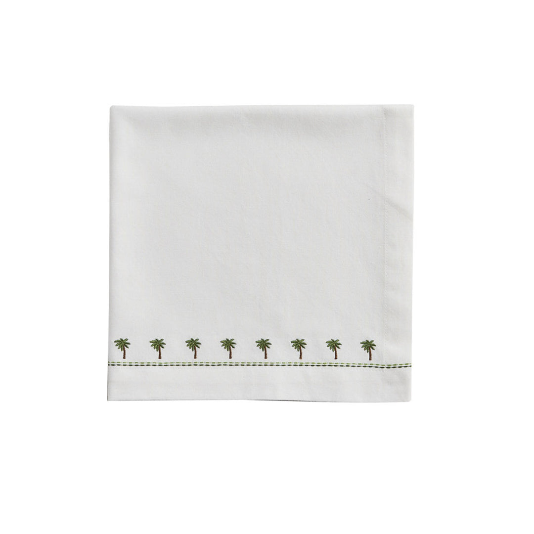 Embroidered Palms Cotton Napkins Set of 4 - The Coastal Compass Home Decor