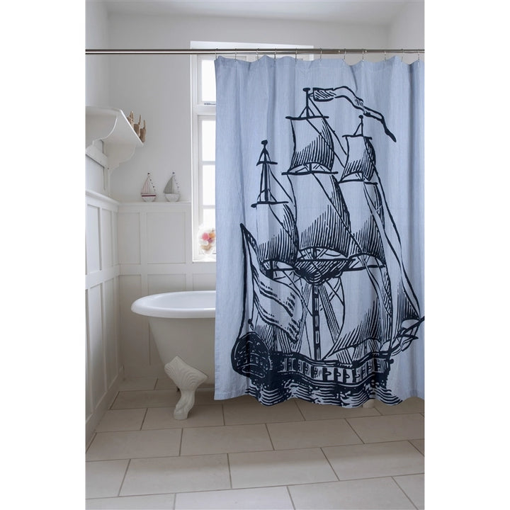 Galleon Ship Nautical Shower Curtain - Nautical home Decor - Coastal Compass Home Decor
