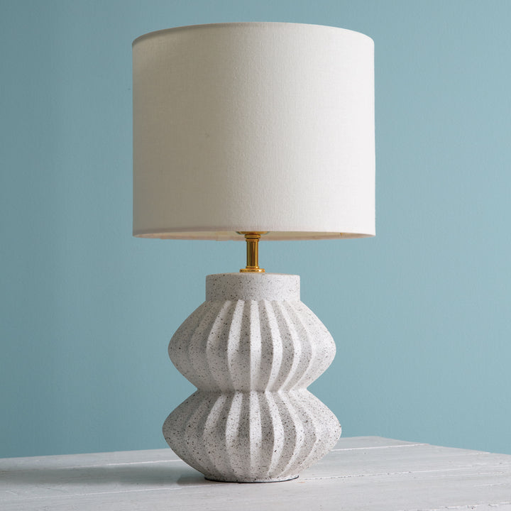 White Ceramic Tabletop Lamp • Coastal Compass Home Decor