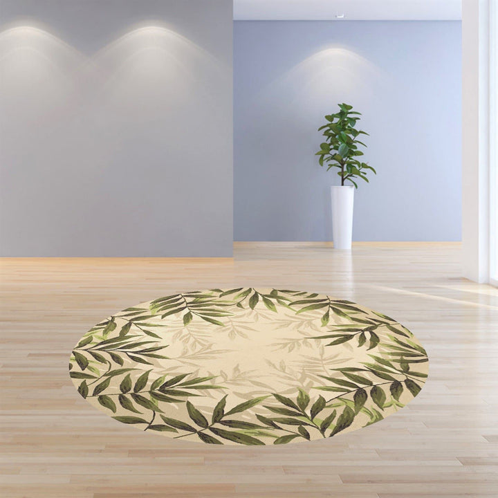 green leaf and sand coastal area rug - coastal compass home decor