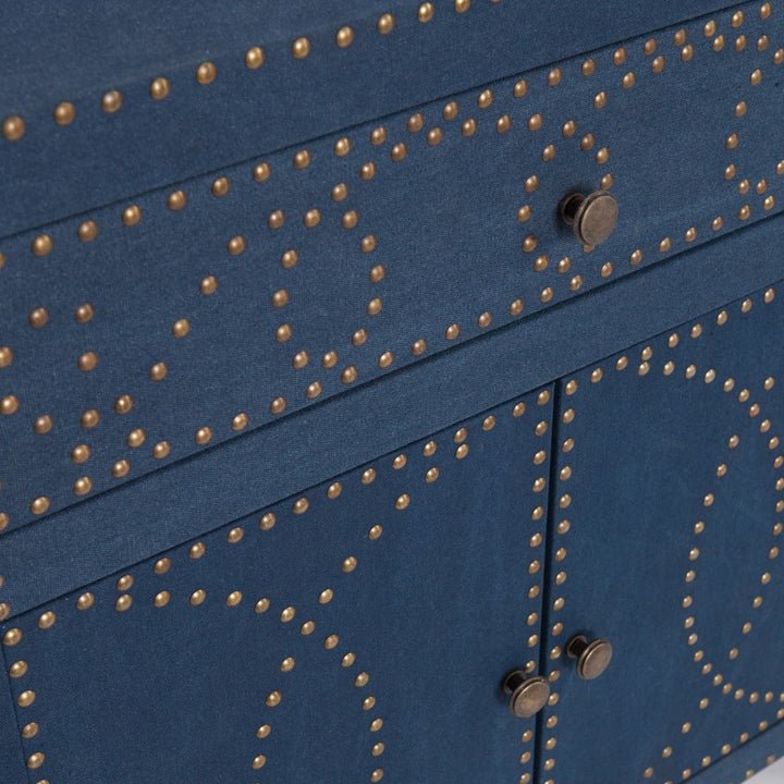 Navy and Brass Storage Cabinet • Coastal Compass Home Decor