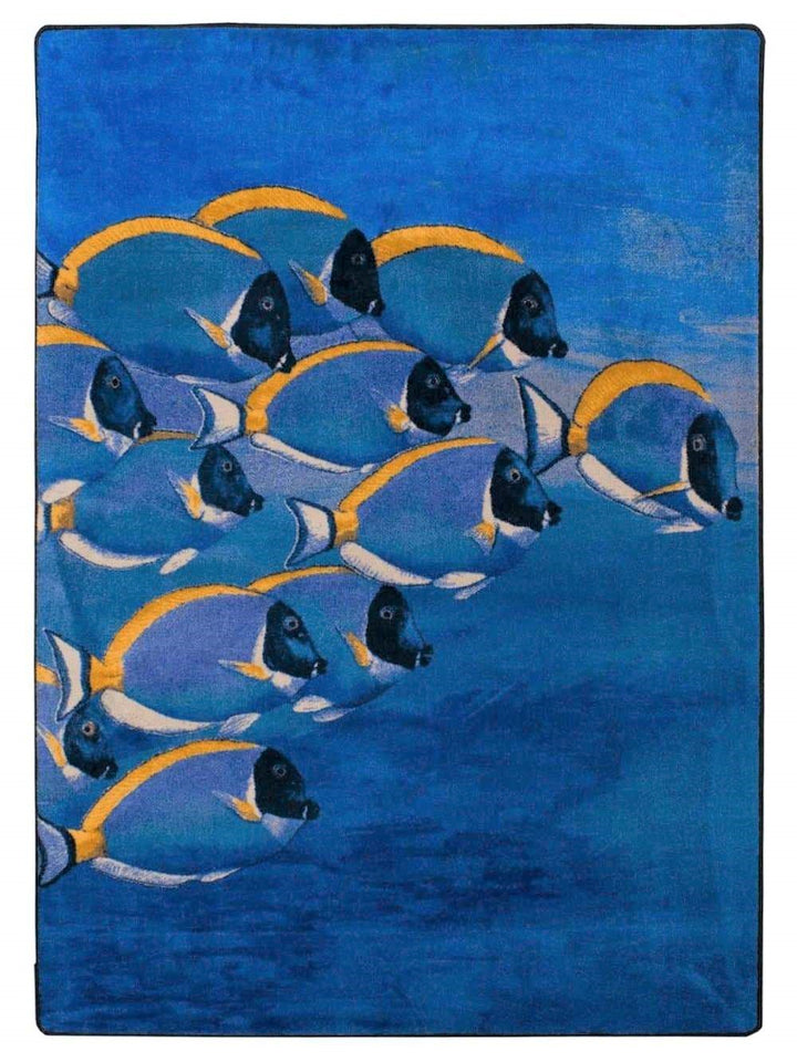 Ocean Blue School of Fish Area Rug - Made in the USA - The Coastal Compass Home Decor
