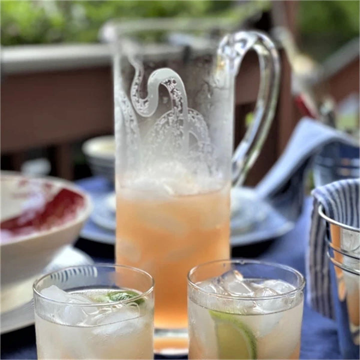 Octopus engraved glassware. High quality, handmade in the USA. Coastal Compass Home Decor