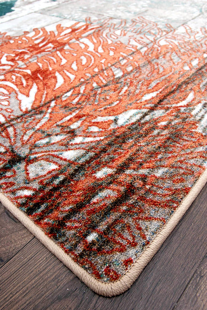 Pacific Boardwalk Coastal Rug corner detail - made in the USA - The Coastal Compass Home Decor