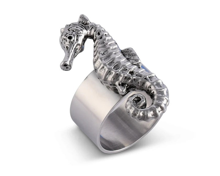 Sea Horse Pewter Napkin Ring - The Coastal Compass Home Decor