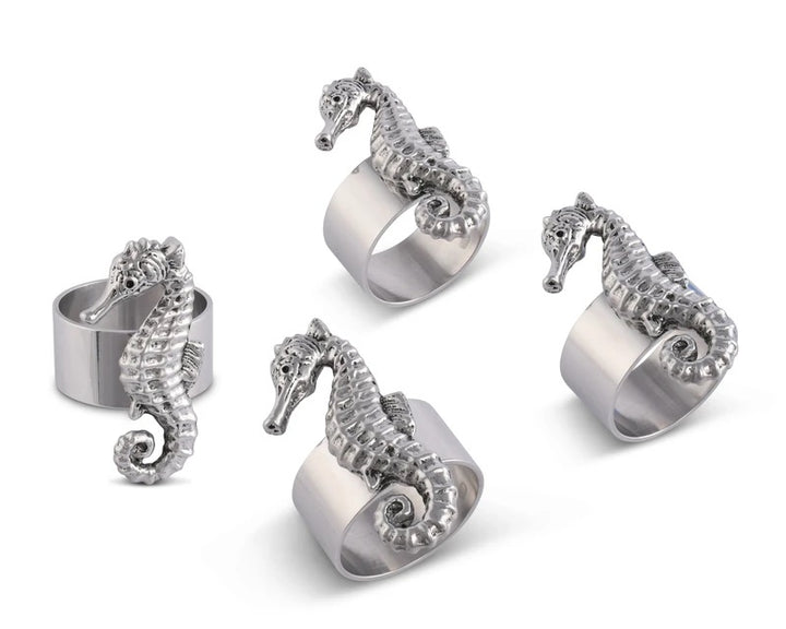 Seahorse Pewter Napkin Rings - The Coastal Compass Home Decor