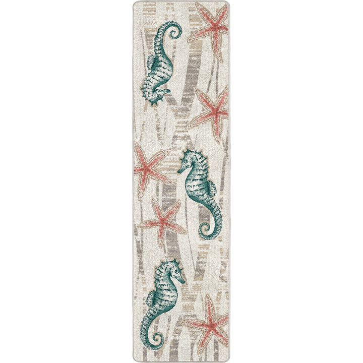 Seahorse & Starfish Beach Floor Runner - Made in the USA - Coastal Compass Home Decor
