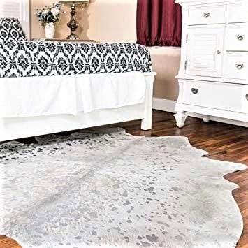 silver acid wash cowhide rug