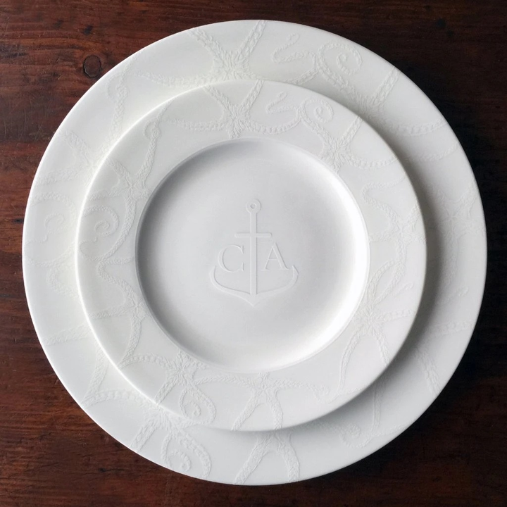 starfish embossed white bone china dinnerware