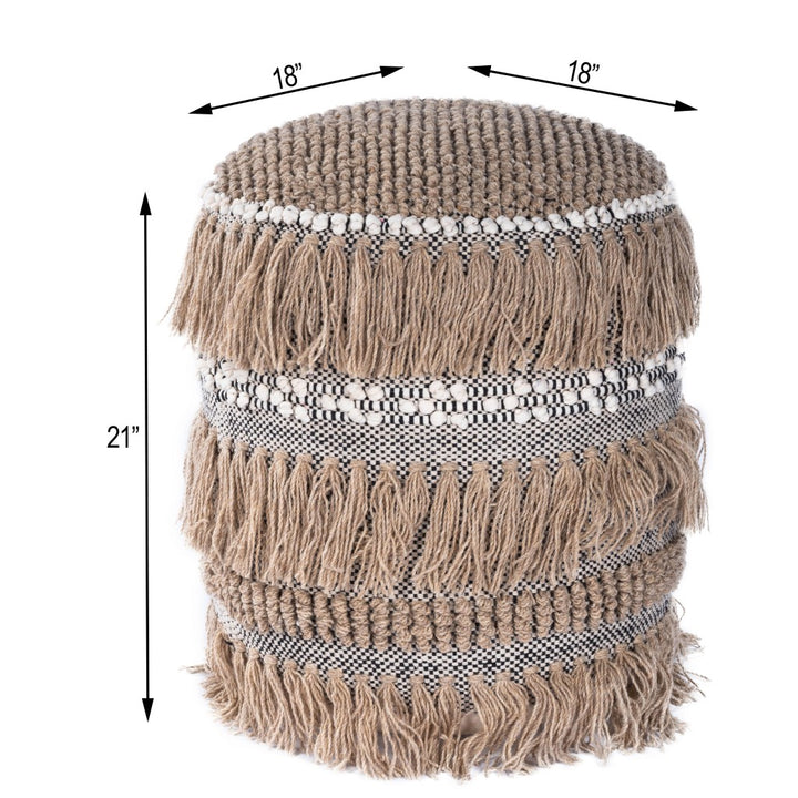 Tall Boho Tassel Pouf - Coastal Compass Home Decor