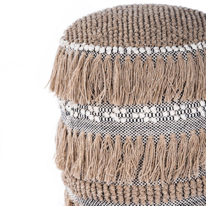 Tall Boho Ottoman Detail - Coastal Compass Home Decor