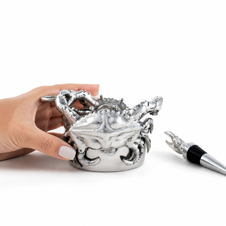 Crab Wine Caddy and Stopper Set