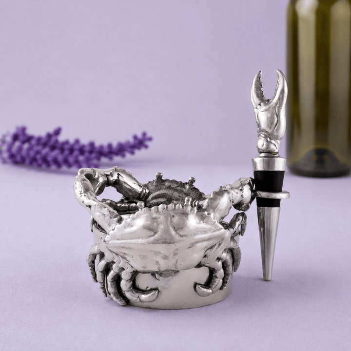 Crab Wine Caddy and Stopper Set