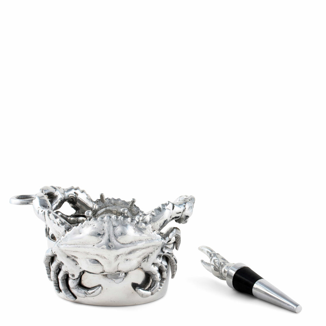 Crab Wine Caddy and Stopper Set