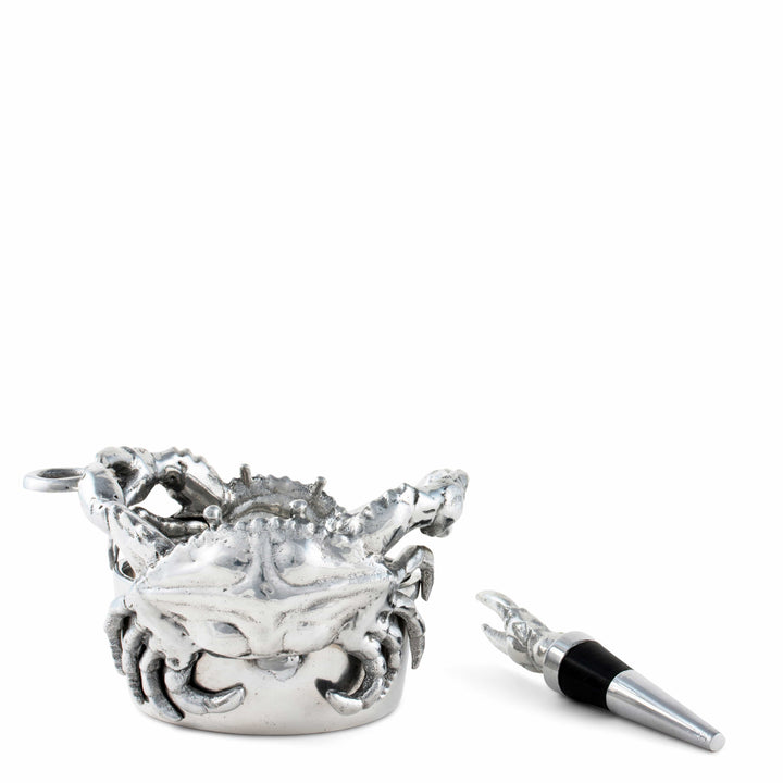 Crab Wine Caddy and Stopper Set