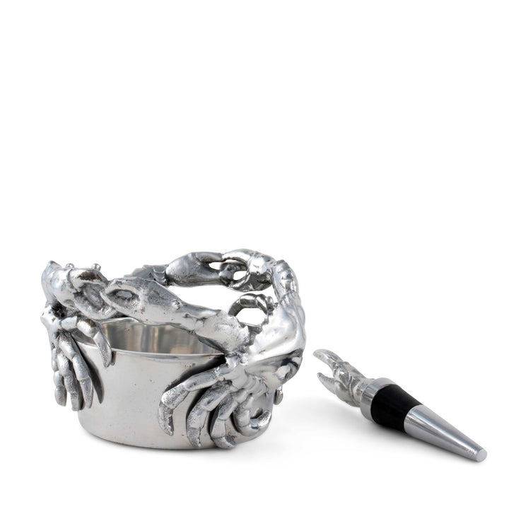 Crab Wine Caddy and Stopper Set