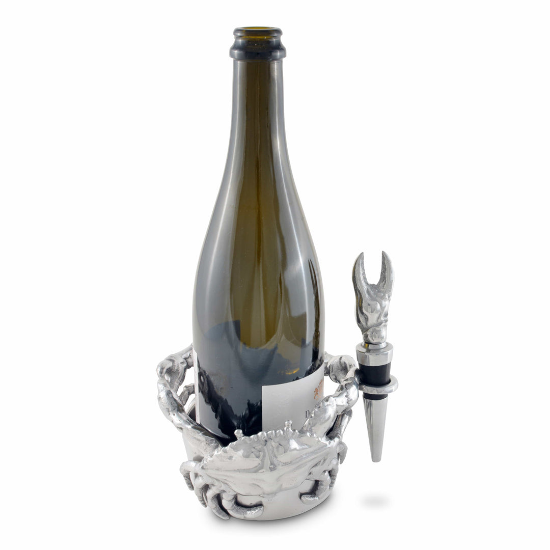 Crab Wine Caddy and Stopper Set