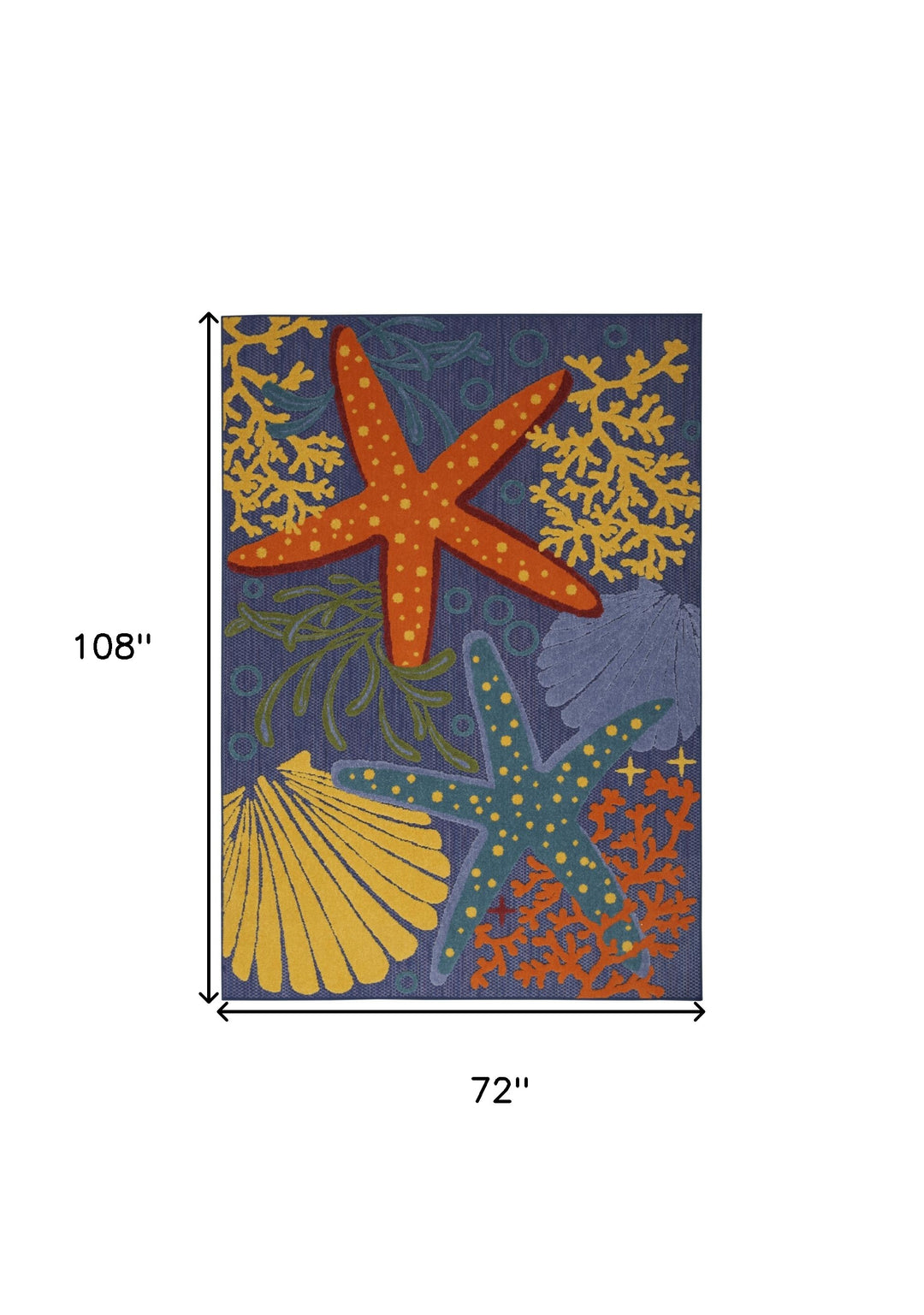 Measurement detail of Starfish and sea life Indoor/Outdoor Area Rug