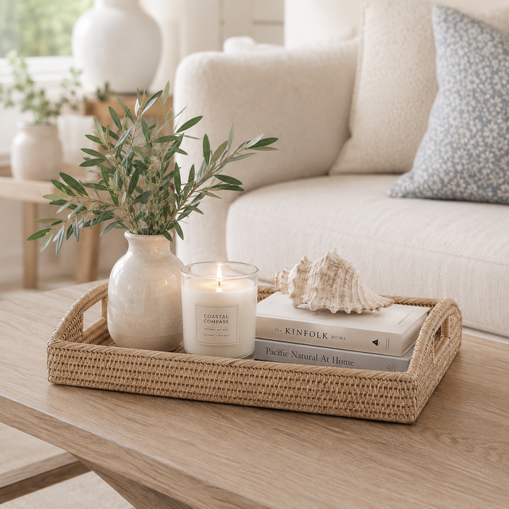 Bermuda Whitewash Rattan Morning Tray