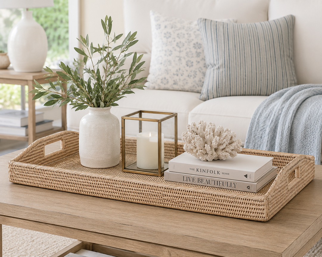 Bermuda Whitewash Rattan Morning Tray