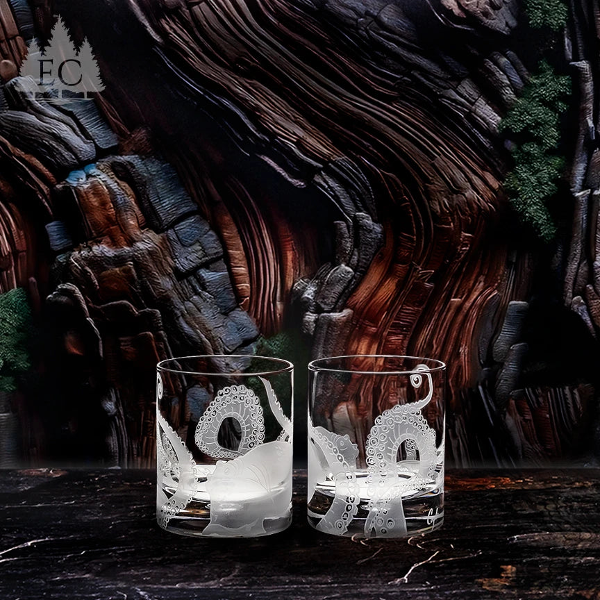 Octopus Wrapped Crystal Rocks Glasses