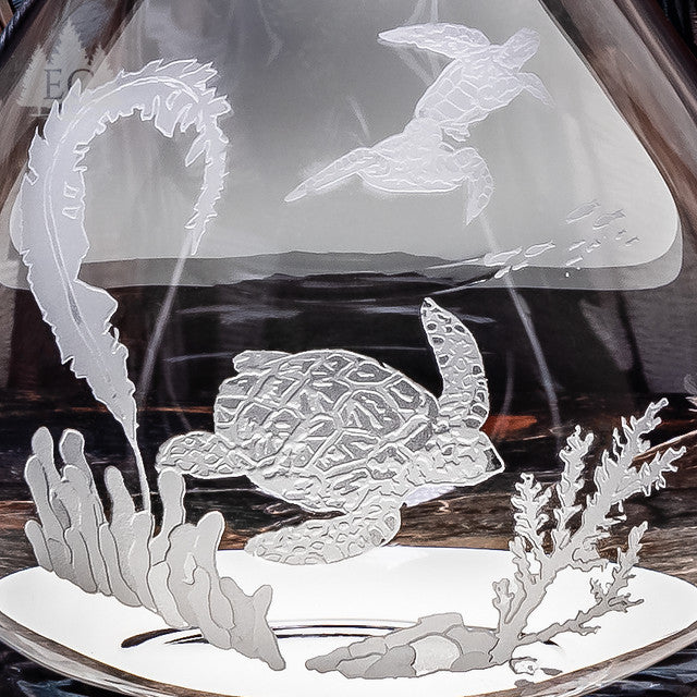 Sea Turtle Crystal Sand Carved Wine Carafe