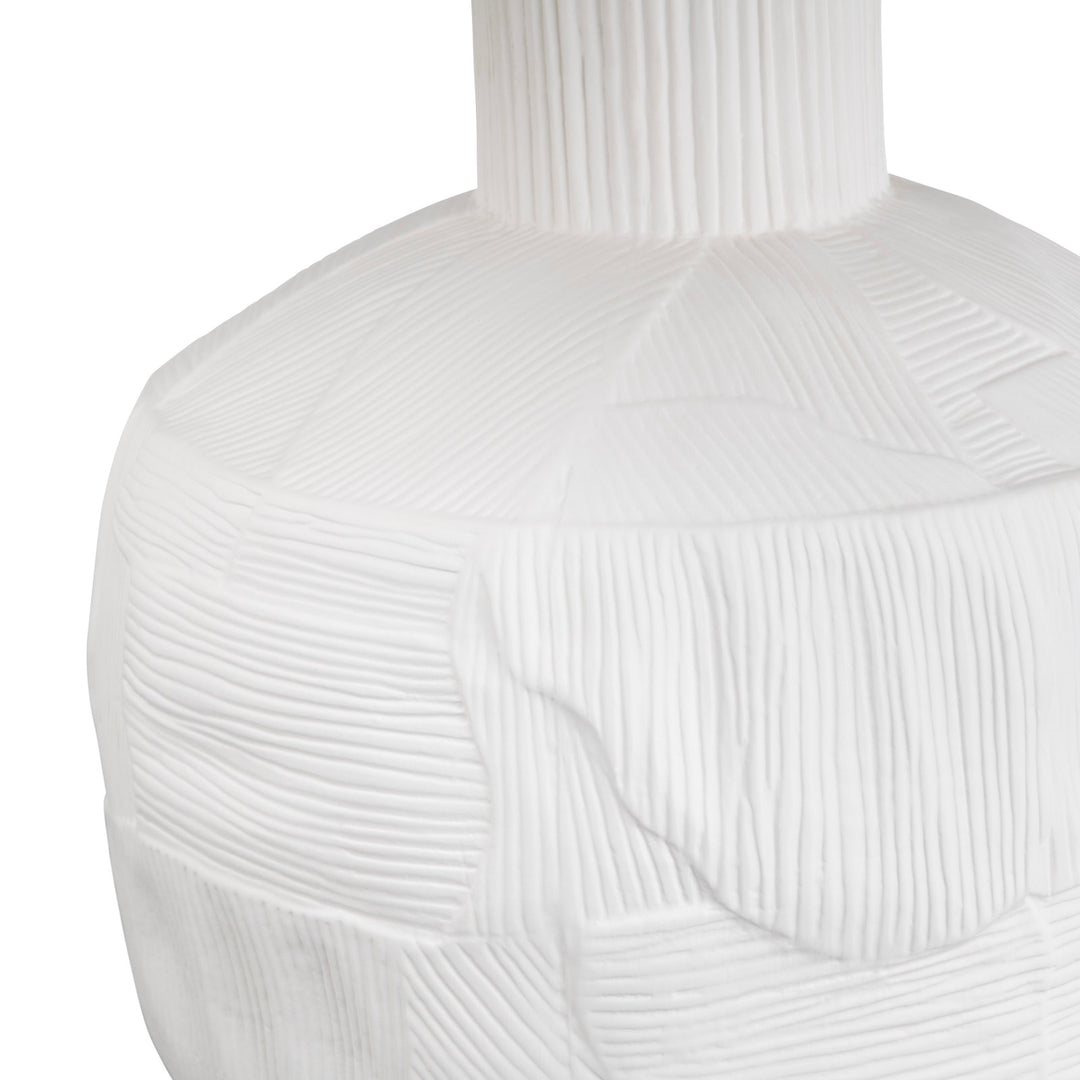 Alora Ceramic Table Lamp close up detail of white organic ceramic texture on white background