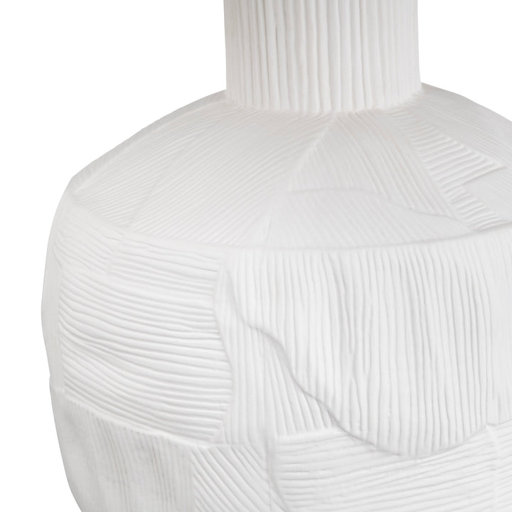 Alora Ceramic Table Lamp close up detail of white organic ceramic texture on white background