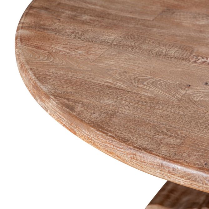 Antique Oak Round Dining Table Detail - Coastal Compass Home Decor