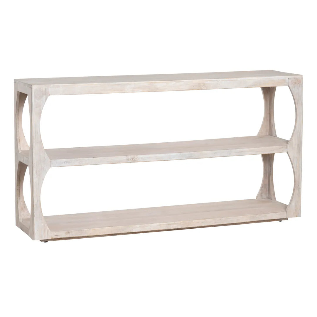 Apex Console Table - Whitewash finish - 3 shelf levels - Natural Mango Wood - Coastal Compass Home Decor