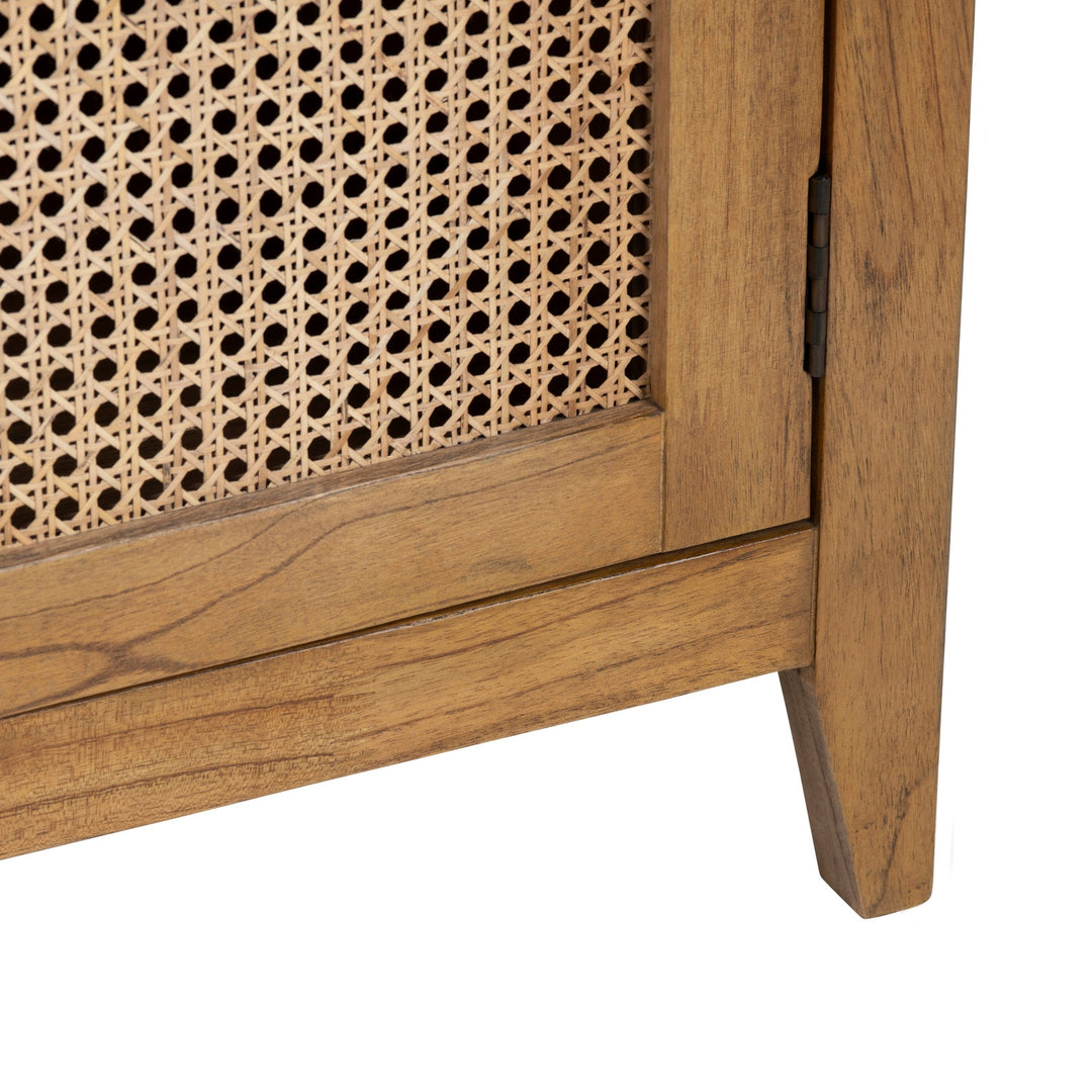Arched Rattan Cabinet - Solid Wood Storage with Natural Elegance
