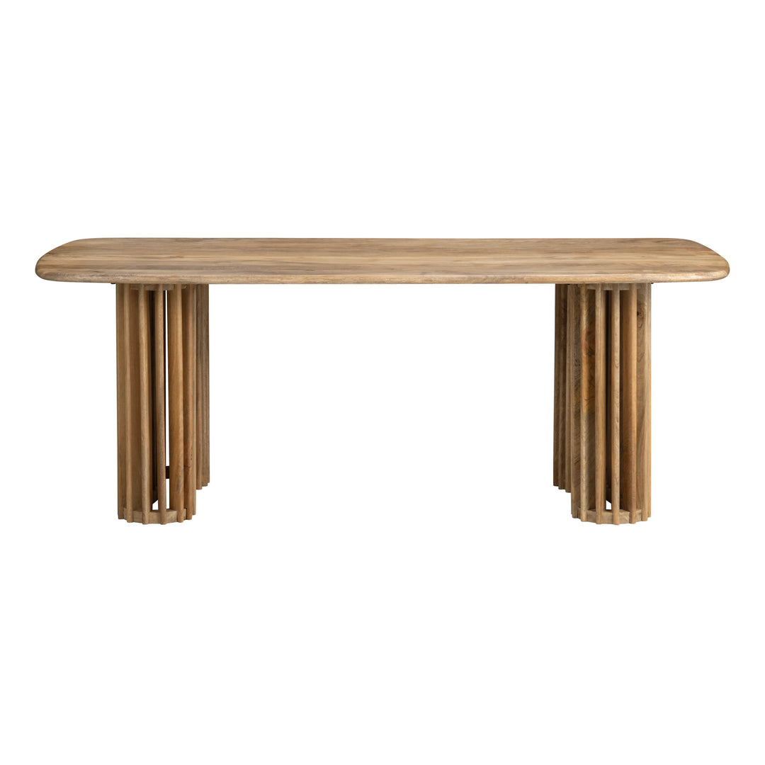 Architectural Fluted Dining Table - Fluted Legs - Natural wood - Clear stain finish - Smooth wood - Rounded edges - Coastal Compass Home Decor