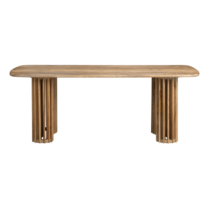 Architectural Fluted Dining Table - Fluted Legs - Natural wood - Clear stain finish - Smooth wood - Rounded edges - Coastal Compass Home Decor