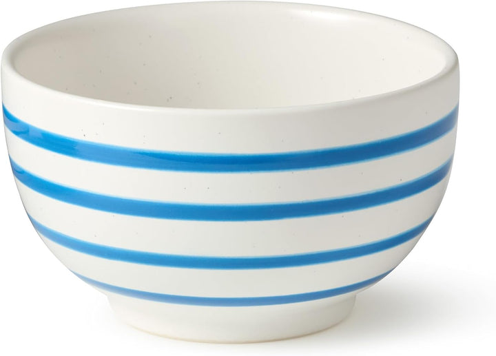 Ocean Side Blue Ice Cream Bowl Set - Blue stripes on white - Coastal Compass Home Decor