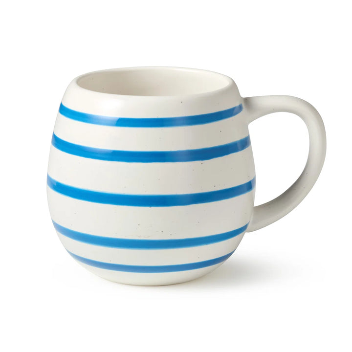 Ocean Side Blue Mug Set - Blue stripes on white - Coastal Compass Home Decor