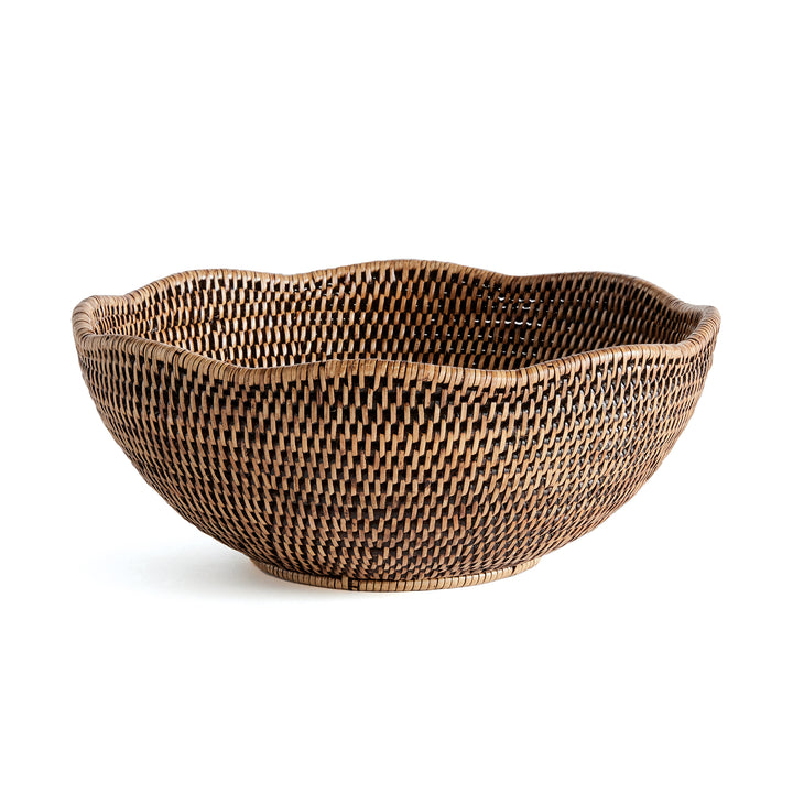 Bermuda Brown Rattan Scalloped Bowl