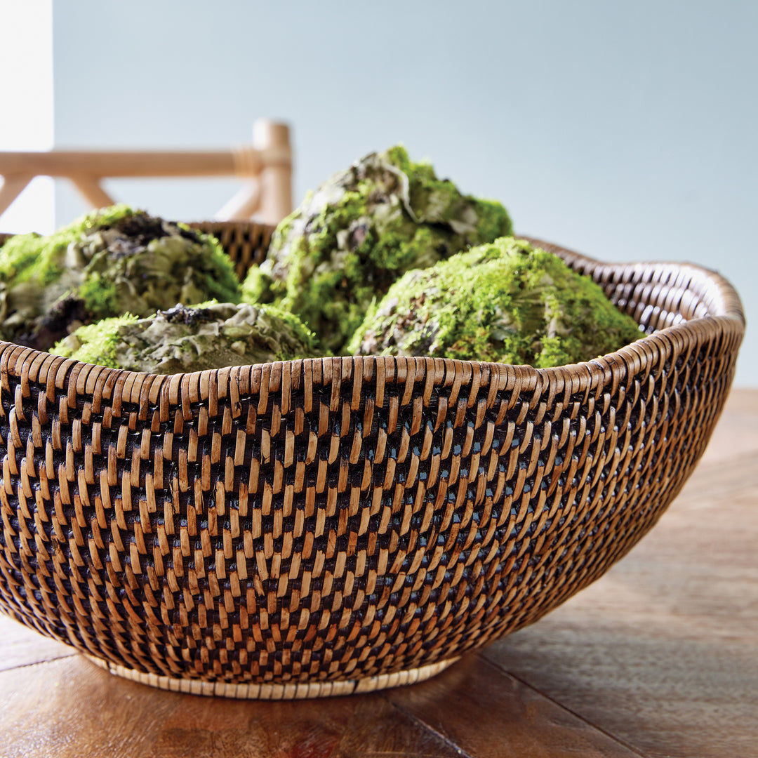 Bermuda Brown Rattan Scalloped Bowl