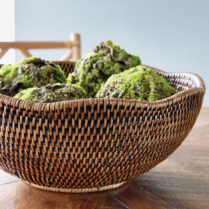 Bermuda Brown Rattan Scalloped Bowl