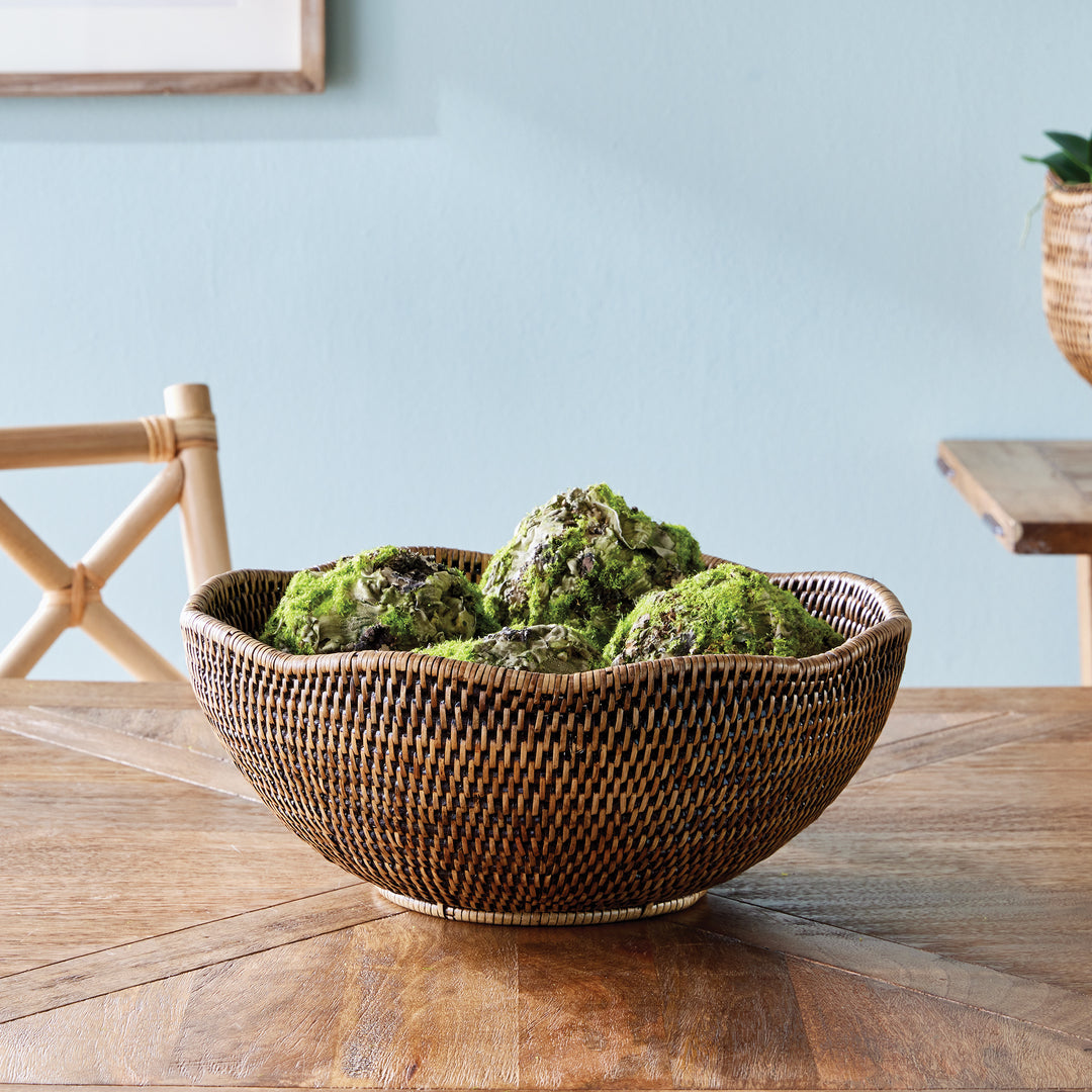 Bermuda Brown Rattan Scalloped Bowl