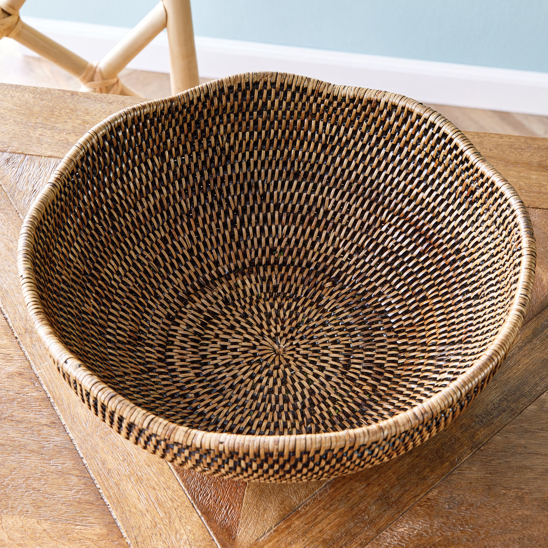 Bermuda Brown Rattan Scalloped Bowl