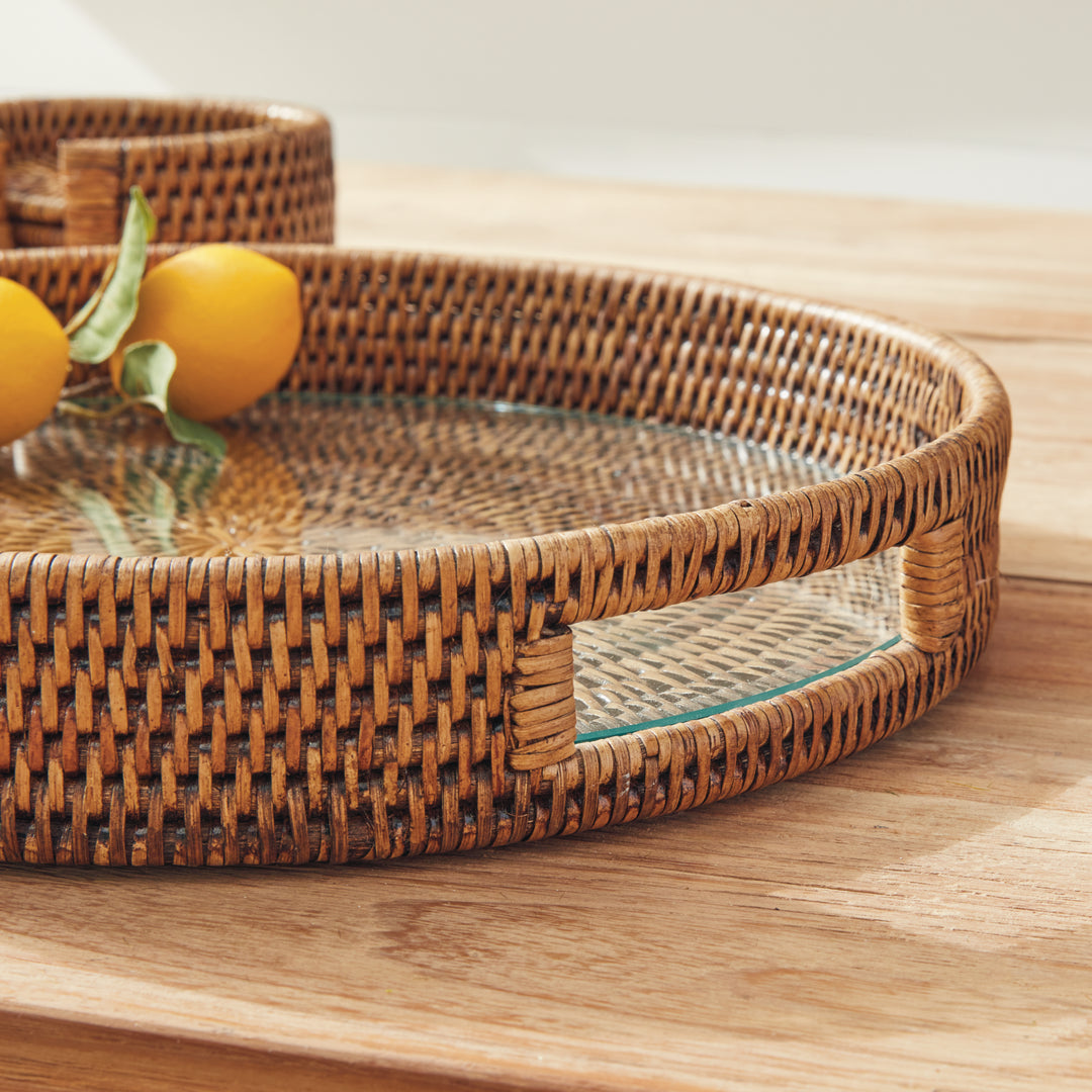 Bermuda Rattan Brown Round Tray