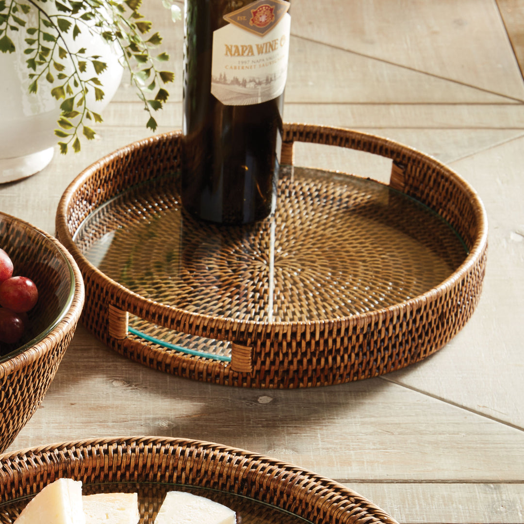 Bermuda Rattan Brown Round Tray