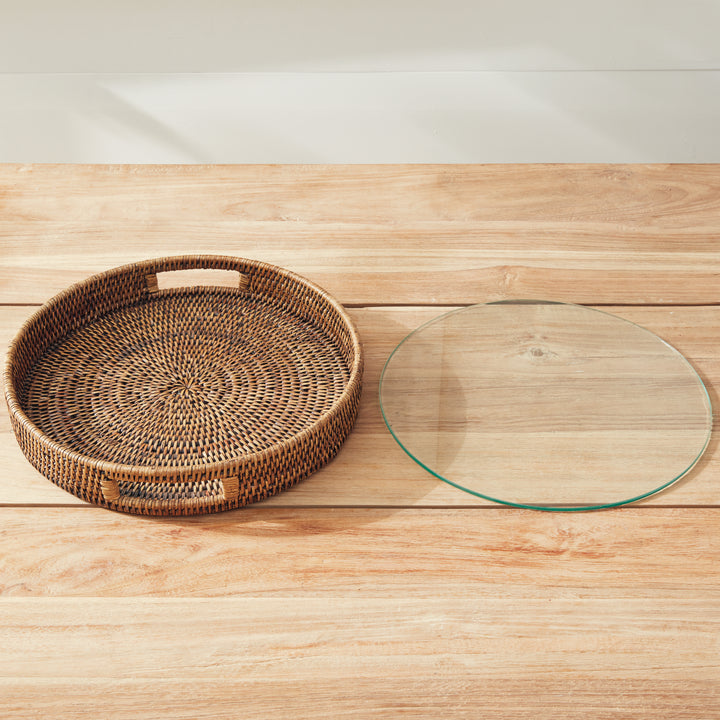 Bermuda Rattan Brown Round Tray