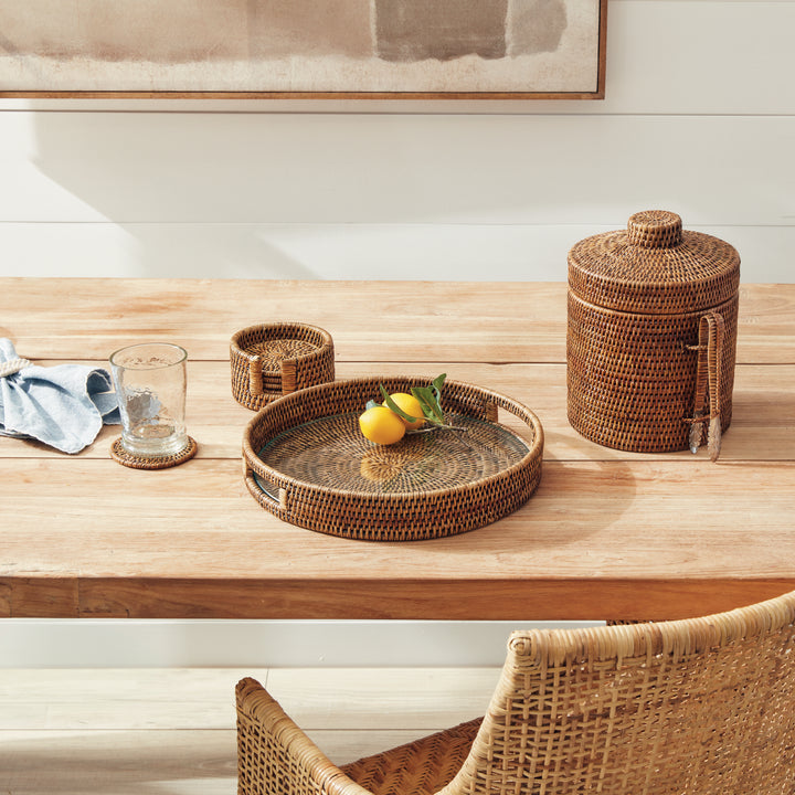 Bermuda Rattan Brown Round Tray