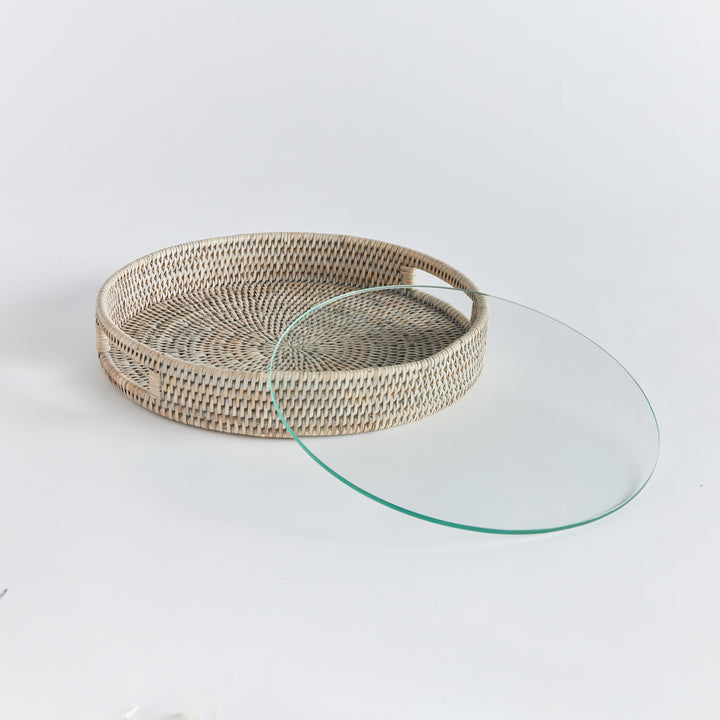 Bermuda Rattan Grey Round Tray