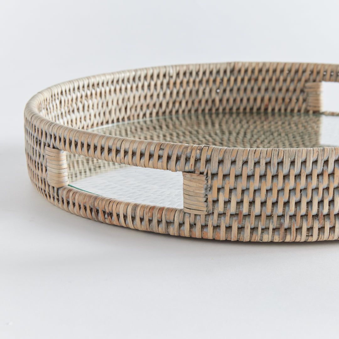 Bermuda Rattan Grey Round Tray