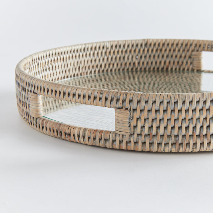Bermuda Rattan Grey Round Tray