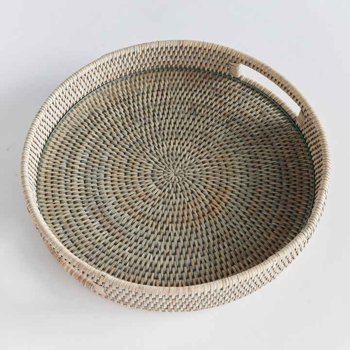 Bermuda Rattan Grey Round Tray