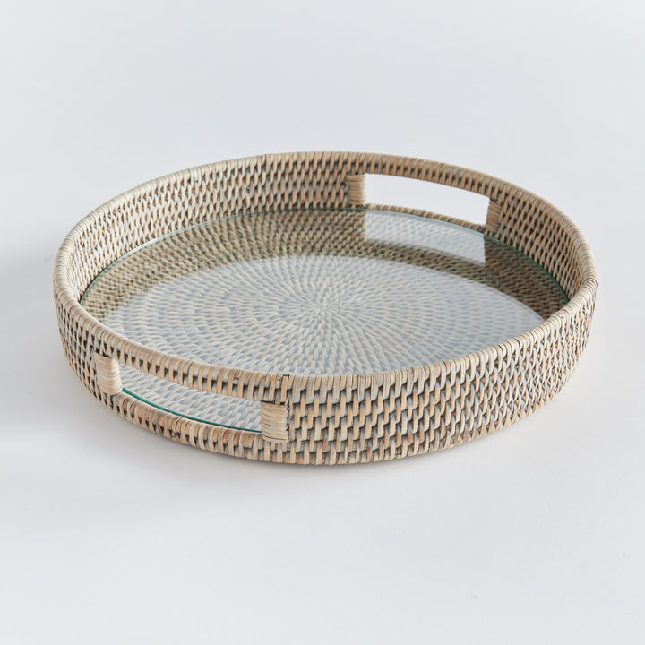 Bermuda Rattan Grey Round Tray